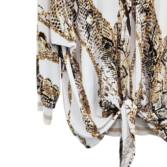 Frank Lyman Montreal Women's Mixed Print Zip Up Top - 10 - Picture 5 of 7